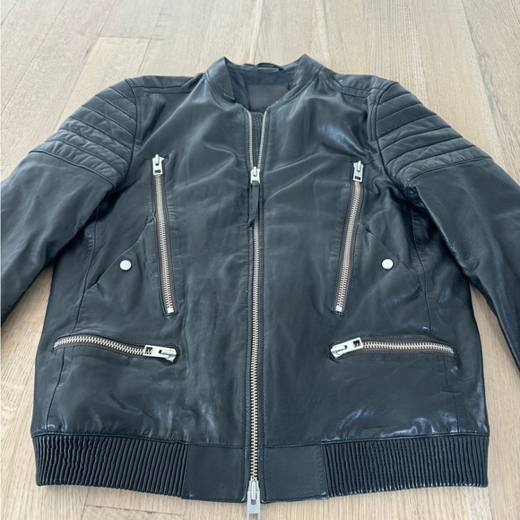 All Saints Black Leather Jacket - Picture 2 of 7